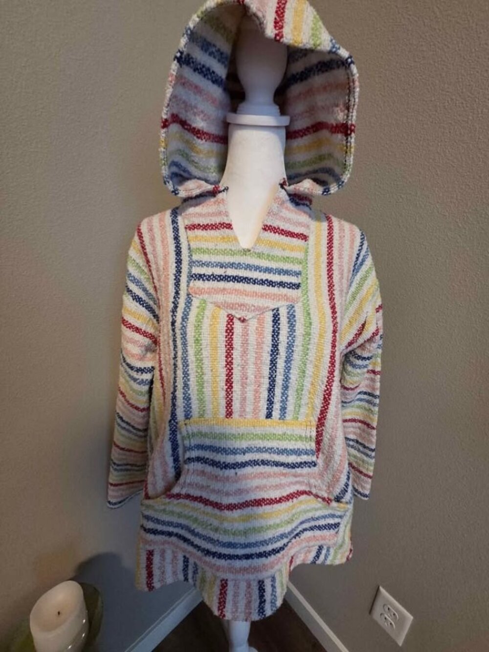 Colorful poncho made in Mexico medium